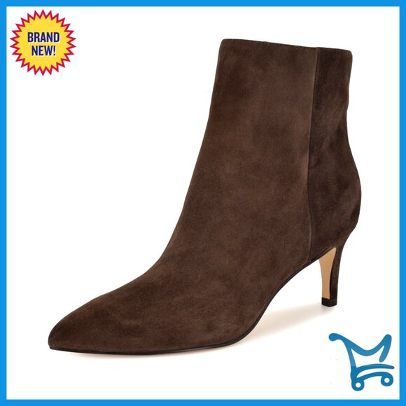 Pointy Toe Stiletto Heel Suede Booties with Side Zipper